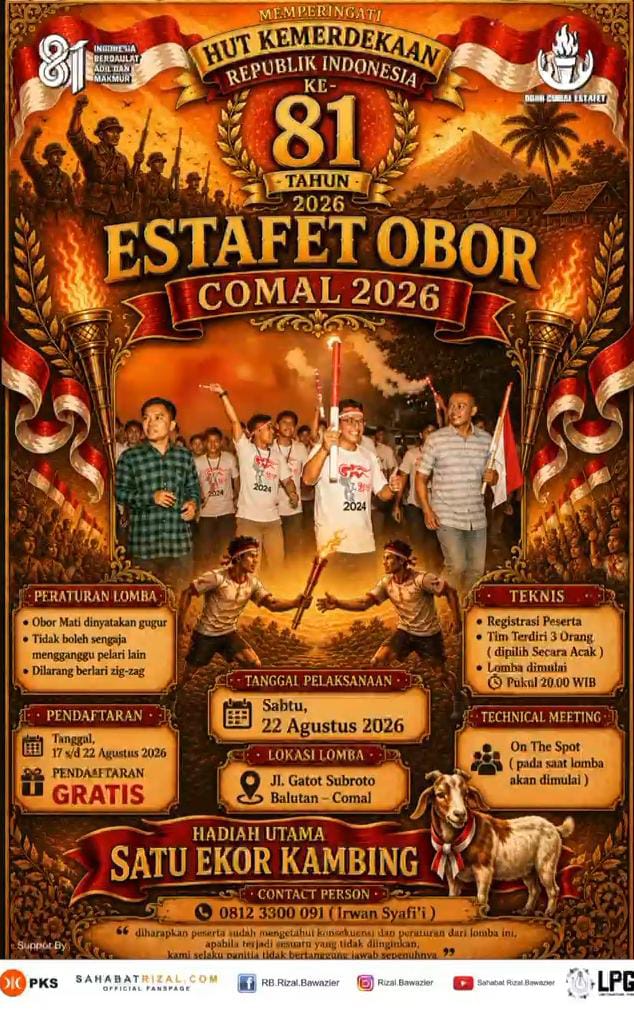 Sambut HUT RI ke-81, Lomba Estafet Obor Comal 2026 Siapkan Hadiah Utama Satu Ekor Kambing